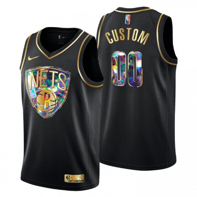 Brooklyn Nets Custom Men's Golden Edition Diamond Logo 202122 Swingman Jersey Black